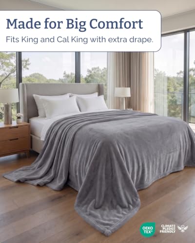 Fleece Blanket Oversized King - Ultra-Soft Warm Flannel Blanket - Dark Grey - color: 14 - Dark Grey, size: Oversized King (120" x 120")