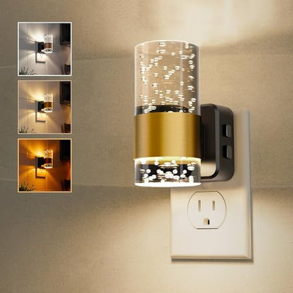 L LOHAS LED Night Lights Plug into Wall, Dusk-to-Dawn Sensor Night Light - color: Gold Ring-3CCT, size: 1 Pack