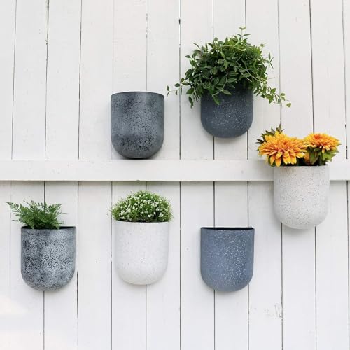 LA Jolie Muse Wall Planters for Indoor Plants, Hanging Flower Pots, 2 Pack - color: Speckled White