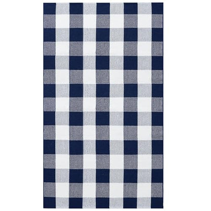 KILOCOCO Buffalo Plaid Checkered Rug 3x5 ft Blue and White Front Door Rug - color: Blue and White, size: 3' x 5' (Rectangular)