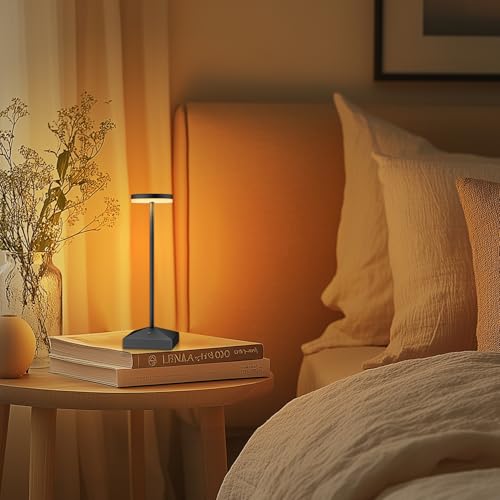 3 Pack Small Black Rechargeable Cordless Table Lamps Dimmable - color: Black-C