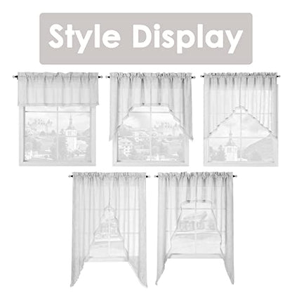 Beda Home Tassel Linen Textured Swag Curtain Valance, Grey, 36 x 36 in - color: Grey, size: 36"W x 36"L (Pack of 2)