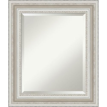 Amanti Art 오버 싱크대용 실버 욕실 거울, 66 x 55.9cm(26 x 22인치) 팔러 실버 직사각형 화장대 거울, 작은 전통 프레임, 수평 및 수직으로 걸 수 있음, 욕실 벽 장식, 경사진 가장자리 - color: 팔러 실버 V1, size: 26"L x 22"W