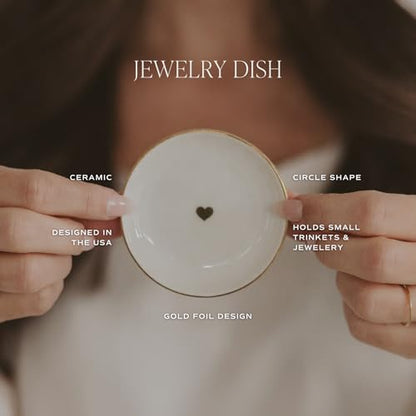 Sweet Water Decor Gold Heart Jewelry Dish Tray - Elegant Ceramic Ring Dish for Home Decor, Bridal Parties, Jewelry Storage, Rings, and Earrings Organizer - style: Gold Heart
