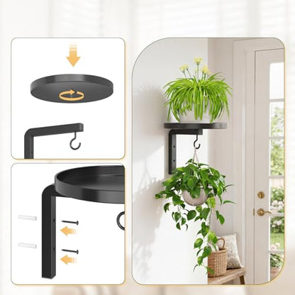 LASZOLA Plant Hanger Holder Window Shelf Wall Mounted Indoor, 2 Pcs Black - color: Black, size: 2