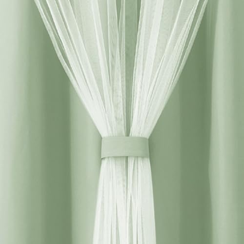 100% Blackout Curtains with Sheer Overlay, Sage, 52 x 84 inch, 2 Panels - color: Sage Green, size: 52"W x 84"L (Pack of 2)