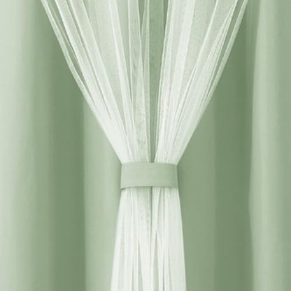 100% Blackout Curtains with Sheer Overlay, Sage, 52 x 84 inch, 2 Panels - color: Sage Green, size: 52"W x 84"L (Pack of 2)