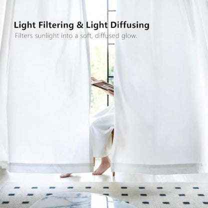 Non-See-Through Pure White Privacy Sheer Curtains 63 Inch Long - color: Pure White, size: 52"W x 63"L (Pack of 2)
