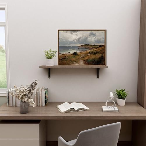 Retro Beach Canvas Wall Art Framed Vintage Coastal Scenery Picture for Bedroom Seaside Lighthouse Wall Decor Bathroom Living Room Rustic Nature Seascape Prints Painting Artwork Home Decoration 12x16 - color: Coast, size: 16"L x 12"W