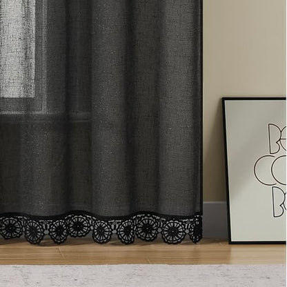 Gibelle Grey Boho Farmhouse Living Room Curtains 63 Inch Length, Modern Country Window Curtain for Bedroom, Linen Bohemian Rustic Draperies - color: Grey, size: 56"W x 63"L (Pack of 1)