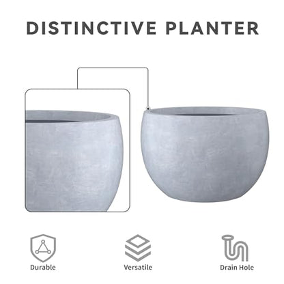 Kante Small Round Bowl Blue Gray Concrete Planter 11.8" Dia, Outdoor - color: Gray, size: 11.8" d