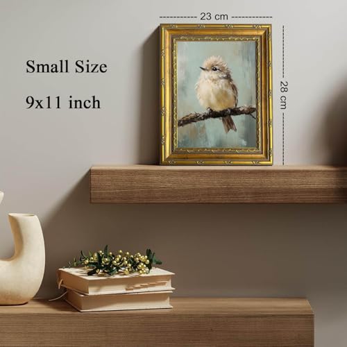 DR.RiftArt Vintage Bird Wall Art Cute Fluffy Bird on Branch Oil Painting - color: Cute Bird, size: 11"L x 9"W
