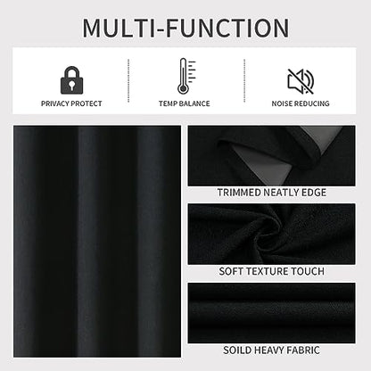 Joydeco Blackout Curtains 84 Inches Long 2 Panels Burg, Room Darkening Curtains for Bedroom, 100% Black Out Textured Thermal Drapes Privacy Protection 2 Panels Set(W52 x L84 Inch, Black) - color: Black, size: 52"W x 84"L (Pack of 2)