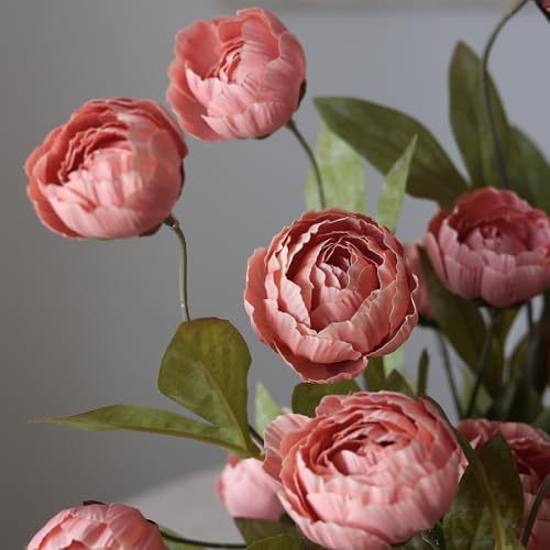6 Pcs 27" Faux Silk Peony Artificial Flowers Stems for Vase (Dusty Pink) - color: Dusty Pink