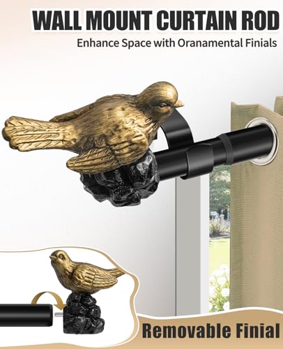 1 or 7/8 Inch Bird-Shaped Decorative Finials for Curtain Rods,Curtain Rod Ends Metal Curtain Rod Finials Ends Easy to Install Set of 2 Rod End (Gold) - color: Gold