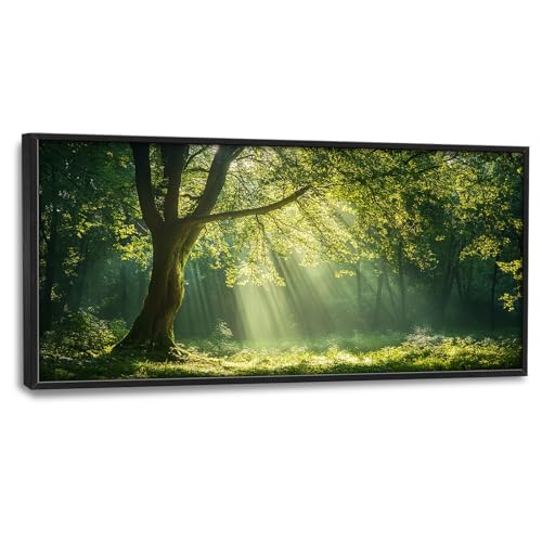 Trulave Large Green Forest Tree Wall Art Decor for Living Room 60''x30'' | Framed Forest Canvas Wall Decor Pictures Painting Natural Landscape Artwork for Bedroom Office - color: Green Forest, size: 60"L x 30"W