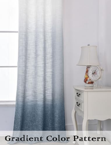 Central Park Ombre Semi Sheer Curtain, Cream White to Indigo, 40" Wx95 Lx2 - color: Indigo Blue, size: 40"W x 95"L (Pack of 2)