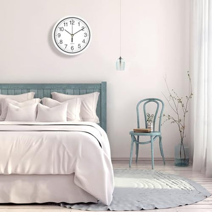 Silent Wall Clock Non Ticking, 6 Inch Wall Clocks Battery Operated, Small Analog Clock for Bedroom Home Office Kitchen Bathroom School, Easy to Read(White) - color: White