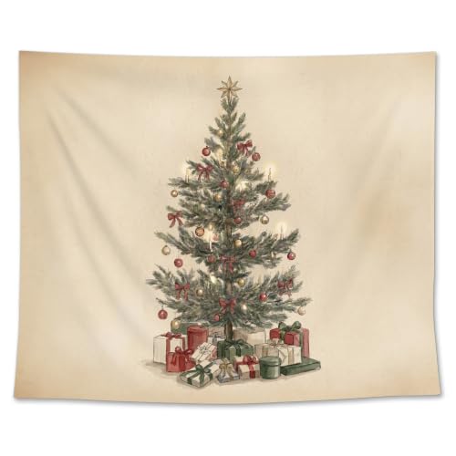 EGBTL Vintage Neutral Christmas Tree Wall Tapestry, Winter Xmas Tapestry for Home, Classic Christmas Tree Tapestries Wall Hanging Decor for Bedroom Living Room Office 50x60 Inches - color: Christmas15
