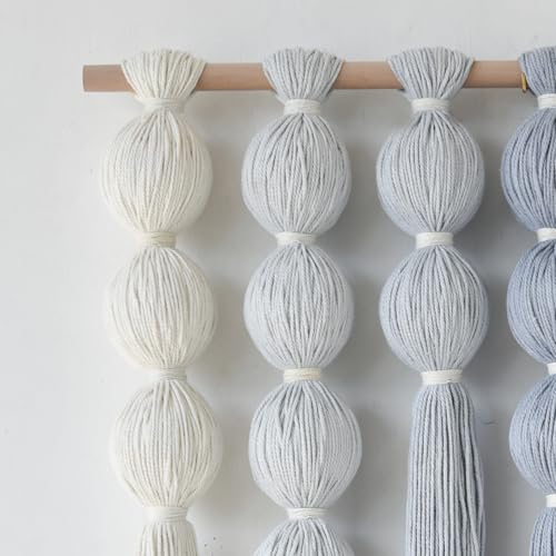Macrame Wall Hanging Dip Dyed Blue Yarn Wall Art Tassel Decor 27" W*31" L - color: Blue