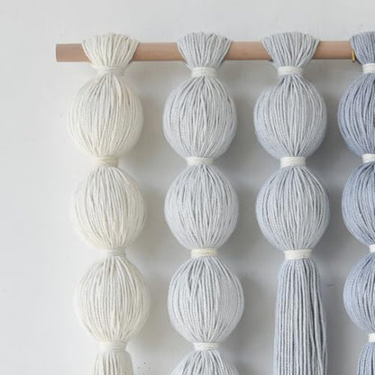 Macrame Wall Hanging Dip Dyed Blue Yarn Wall Art Tassel Decor 27" W*31" L - color: Blue