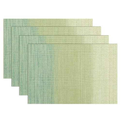 SHACOS Gradient Green Woven Placemats Set of 4 Place Mats Indoor Outdoor - color: Gradient Green, size: Set of 4