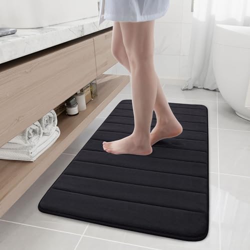 Buganda Memory Foam Bath Mat 44 x 24, Ultra Soft Absorbent Bathroom Rugs - color: Black, size: 44" X 24"