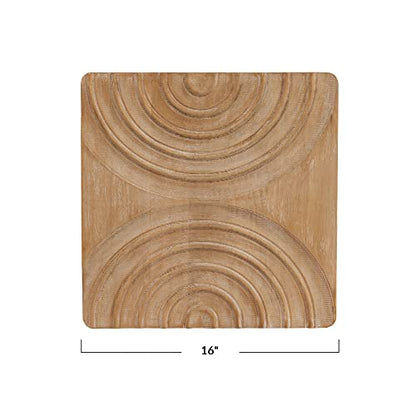 Bloomingville Boho Square Wood Wall Art with Carved Arches, Natural