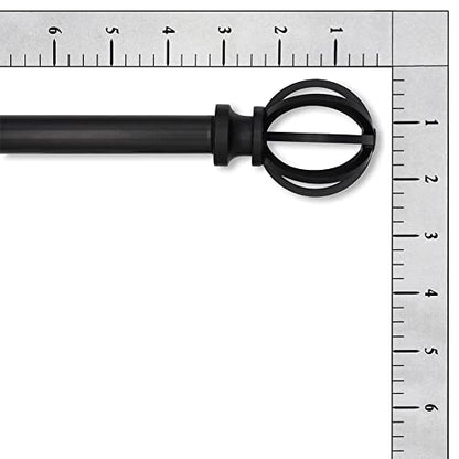 Lumino 5/8" Cage Single Curtain Rod Set 30"-84" Black