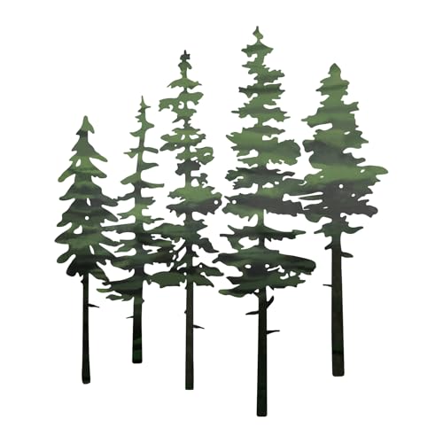 ESTART Metal Pine Tree Wall Art, Metal Tree Wall Decor - color: Green