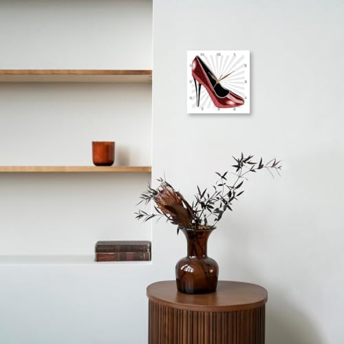 3dRose Wall Clock Silent - 13 inch - Dotted Red High Heel - Fashion - Shoes - Art - PS Creations
