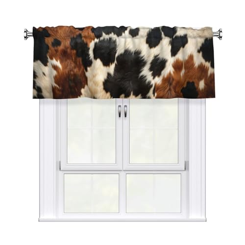 Cow Print Curtain Valance Short Rod Pocket Window Treatment for Living Room Bedroom Kitchen Bathroom 1 Panel 54" W x 18" L - color: Cow Print