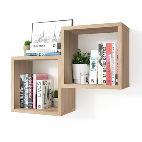 Kaboon Cube Floating Shelves Set2, Display Shelves Wall Mount 7.75" D x 12.5" W x 12.5" H, (Grey Oak, Square 2 Cubes) - color: Grey Oak, size: Square-Set2