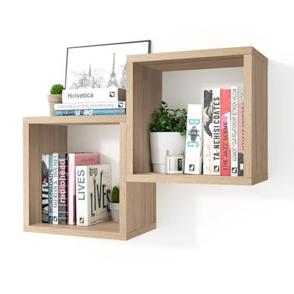 Kaboon Cube Floating Shelves Set2, Display Shelves Wall Mount 7.75" D x 12.5" W x 12.5" H, (Grey Oak, Square 2 Cubes) - color: Grey Oak, size: Square-Set2