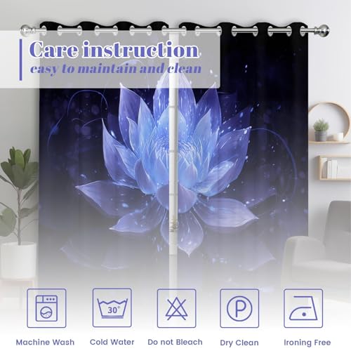 Black Navy Blue Blackout Curtains, Lotus Drapes 63 inches length, 2 Panels - color: Black and Blue, size: 52"W x 63"L (Pack of 2)