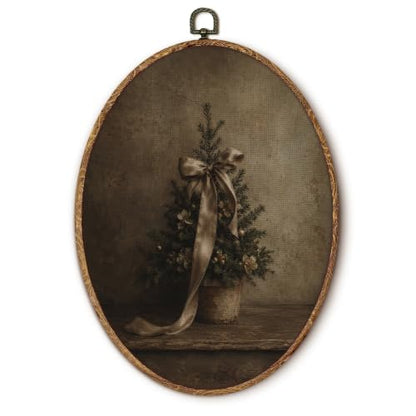 Yorhifa Moody Bow Christmas Tree Framed Wall Art 8.5x11.5in - color: Moody Bow