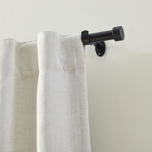 Serena Single Curtain Rod with Contemporary Cap Finial, Antique Black - 32"W x 78"L - color: Antique Black, size: 32"W x 78"L