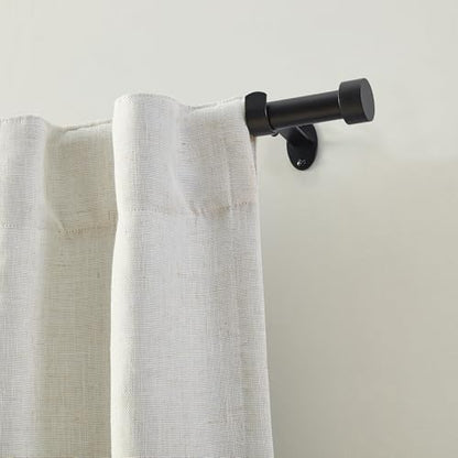 Serena Single Curtain Rod with Contemporary Cap Finial, Antique Black - 32"W x 142"L - color: Antique Black, size: 32"W x 142"L