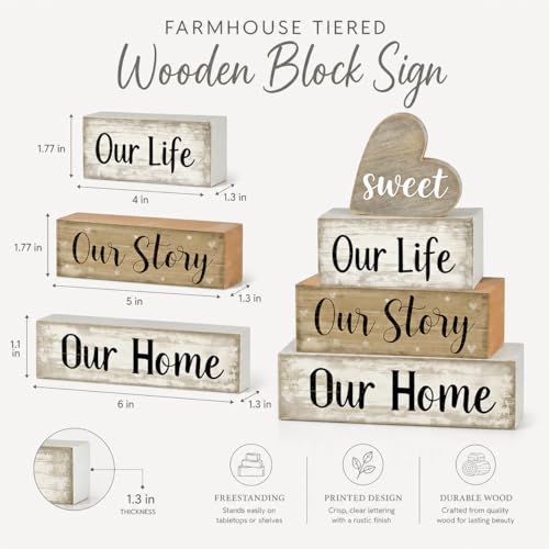 Farmhouse Table Decor, 4pcs Our Life Our Story Our Home Decor - style: Home