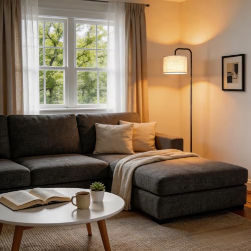 TJOY Floor Lamp,Black Brown Floor Lamp for Living Room with 3 CCT Bulb - color: Black Brown