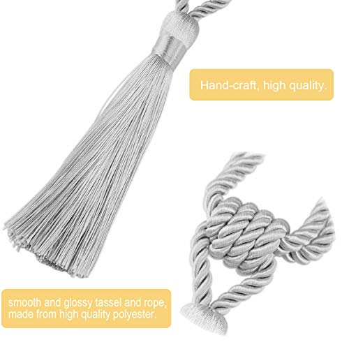 4 Pack Curtain Tiebacks Handmade Tassel Rope Curtain Holdbacks - color: Silver, size: 4p