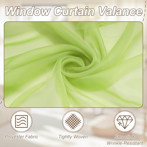 uxcell Window Valance, 51x24 Beaded Sheer Valance Curtains Green - color: Green