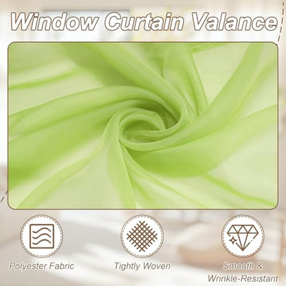 uxcell Window Valance, 51x24 Beaded Sheer Valance Curtains Green - color: Green