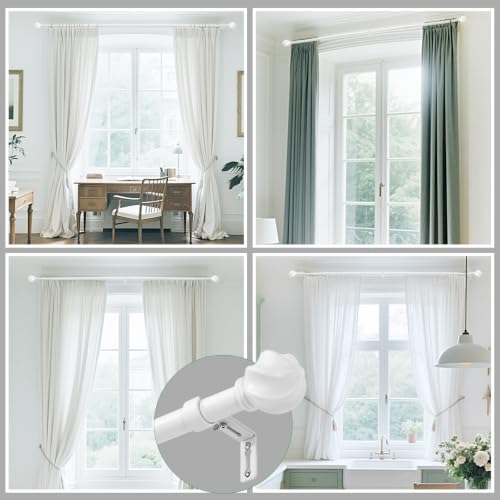 LLPJS Curtain Rods 16-92", 1 in Adjustable White Rod with Finials, 1 Pack - color: White, size: 16" to 92" - 1 pack