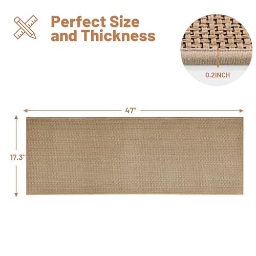 AIMPEAK Farmhouse Kitchen Rugs Non Slip Washable 17.3x47, Cushioned Rugs for Kitchen Floor, Absorbent Runner Rug Comfort Mats with Rubber Backing for Bedroom, Hallway, Office, Home Beige, 17.3"x47" - color: Beige, size: 17.3"x47"