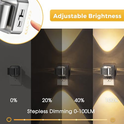 L LOHAS LED Night Light Projector, Night Lights Plug into Wall Light Sensor - color: Silver