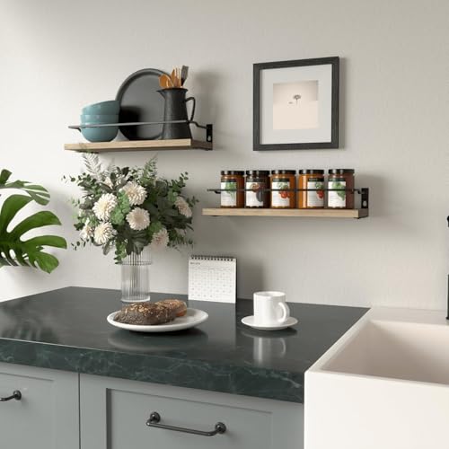 RICHER HOUSE Floating Shelves Bathroom, Small Wall Shelf Over Toilet 2 Set - color: Carbonized Black
