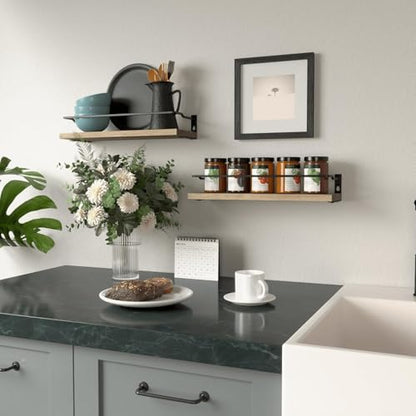RICHER HOUSE Floating Shelves Bathroom, Small Wall Shelf Over Toilet 2 Set - color: Carbonized Black