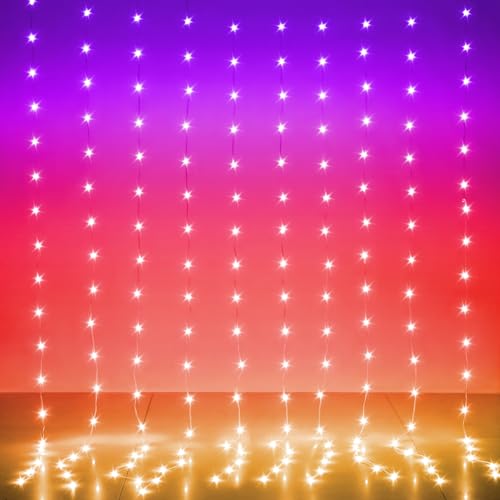 LED Curtain Lights 6.6FTx6.6FT,200 RGB Color Changing Fairy Lights - size: 200-LED RGB 6.6ft x 6.6ft