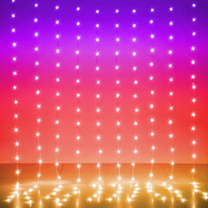LED Curtain Lights 6.6FTx6.6FT,200 RGB Color Changing Fairy Lights - size: 200-LED RGB 6.6ft x 6.6ft